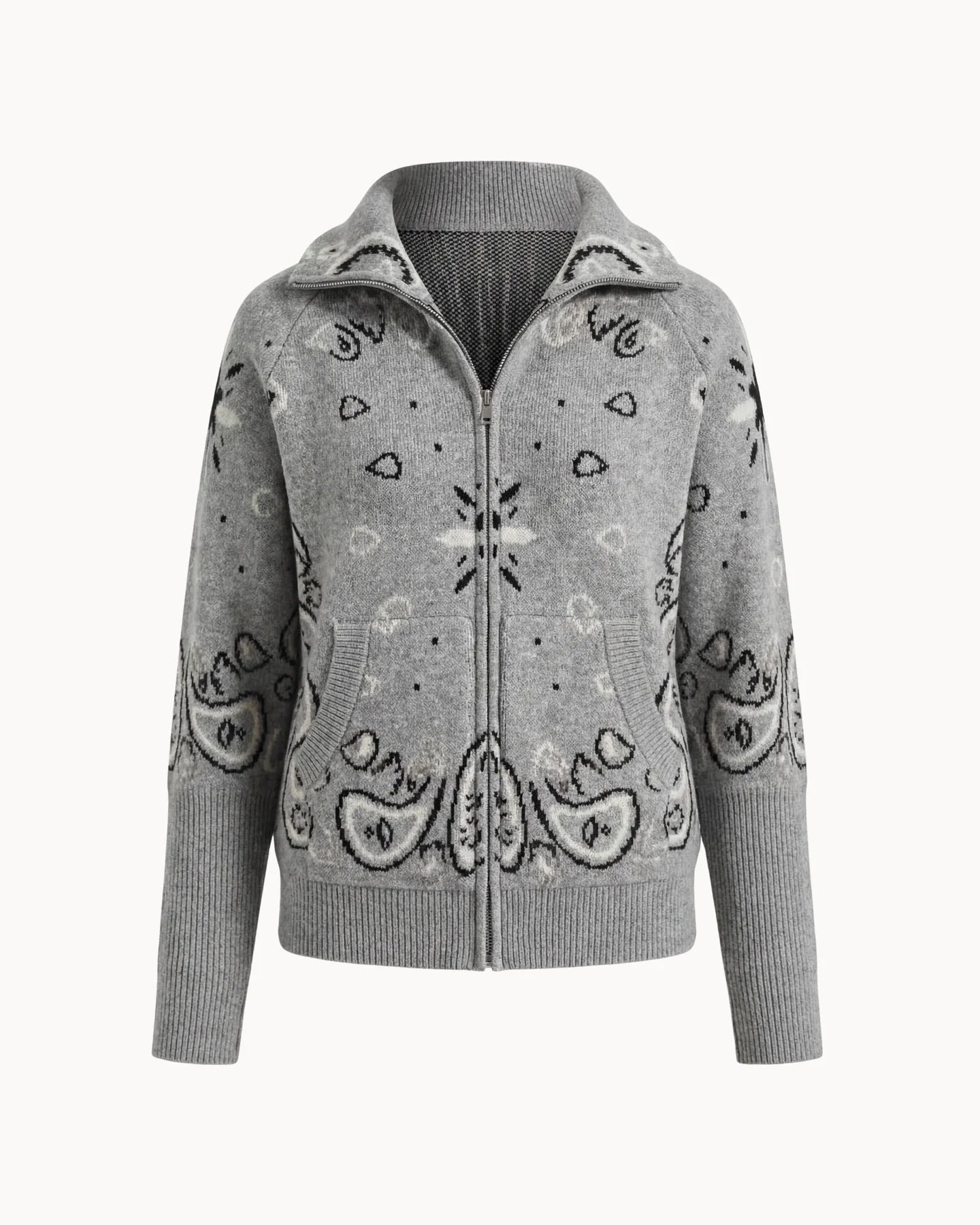 Bandana Zip Cardigan Light Grey