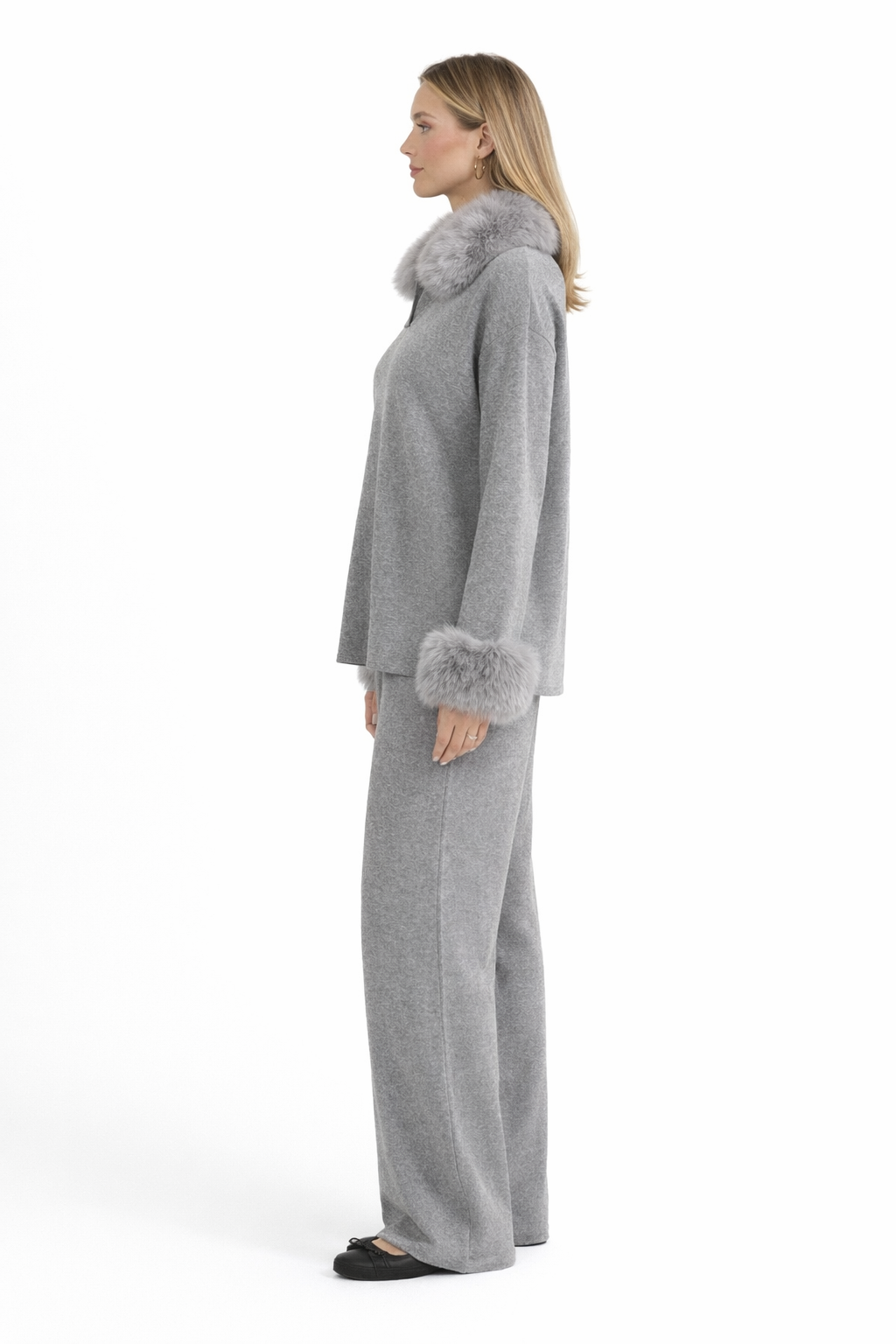 The Sienna Fur Coord Set- GREY