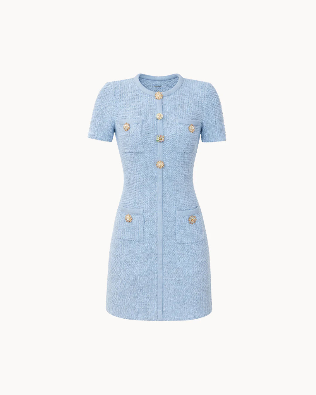 Aurelia Tweed Mini Dress – Sky