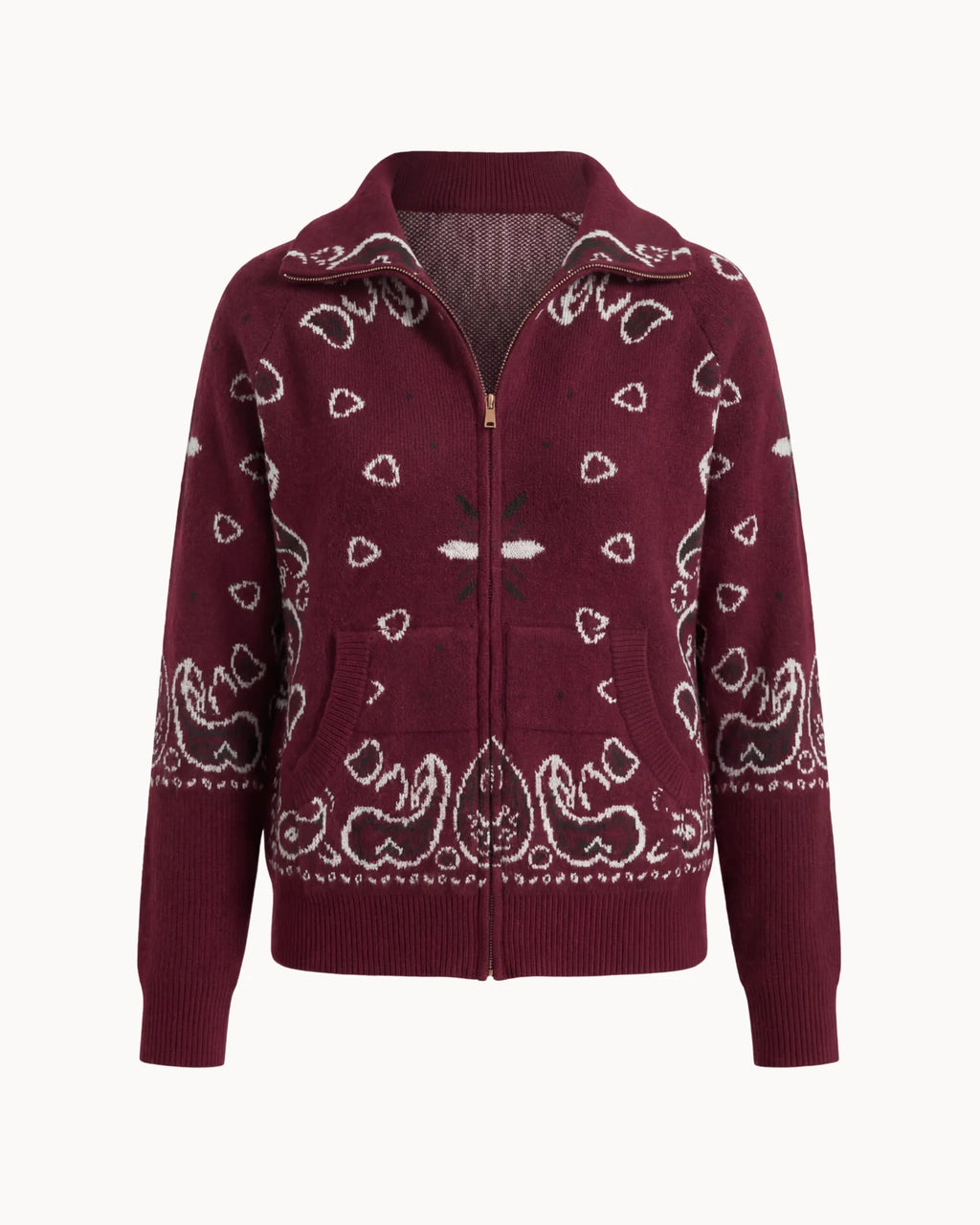 Bandana Zip Cardigan Red