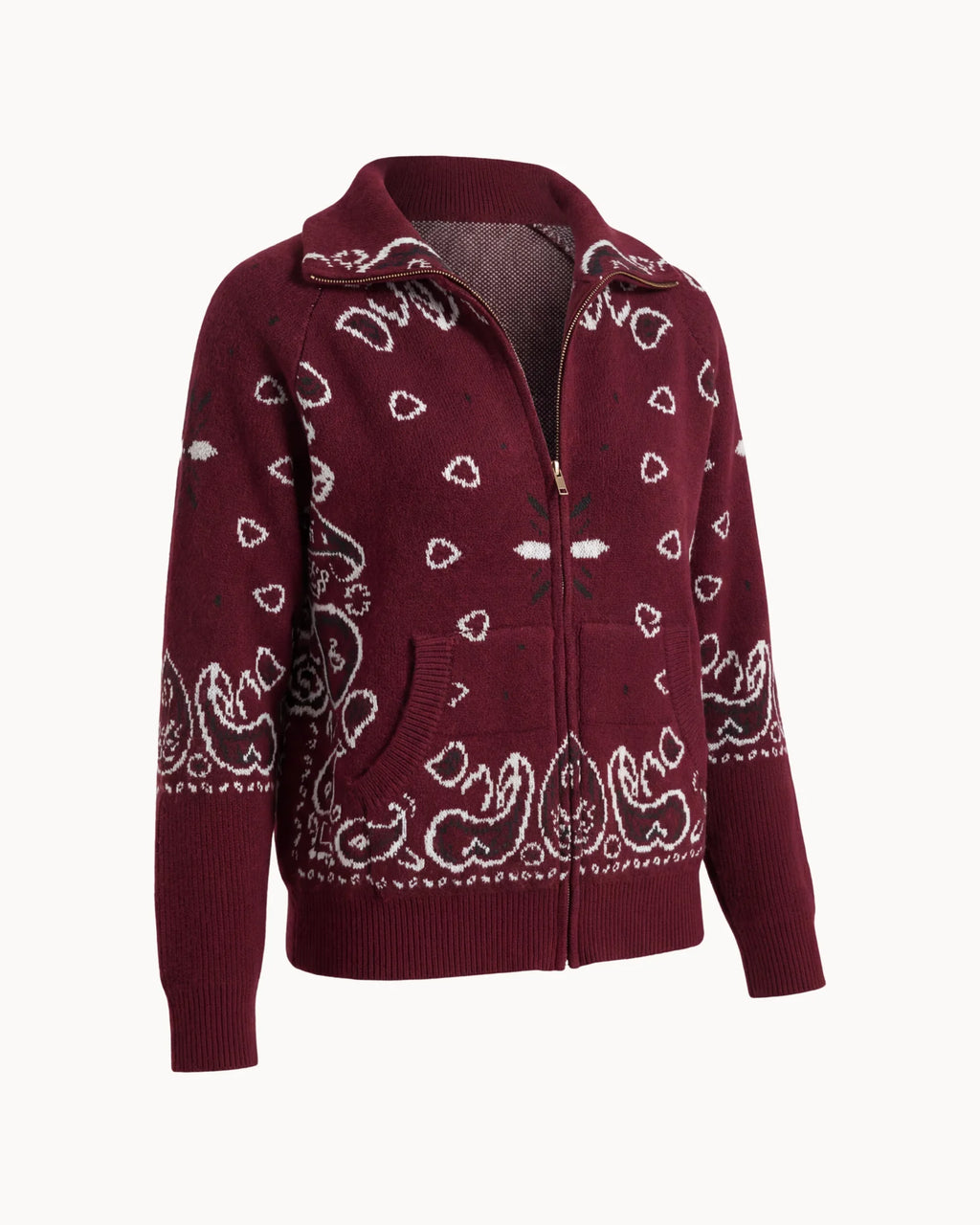 Bandana Zip Cardigan Red