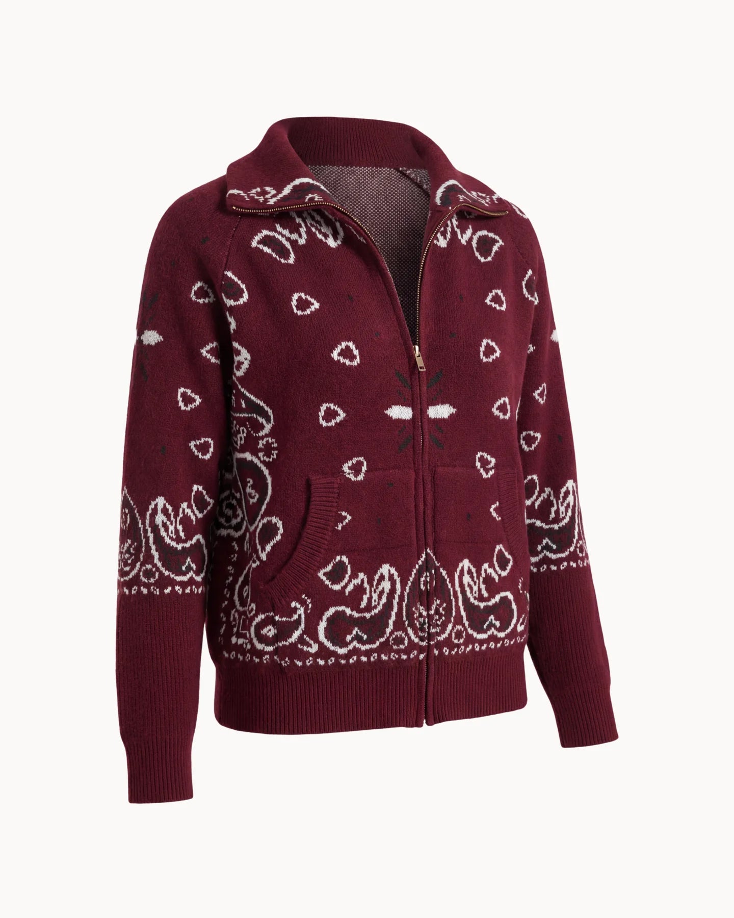Bandana Zip Cardigan Red