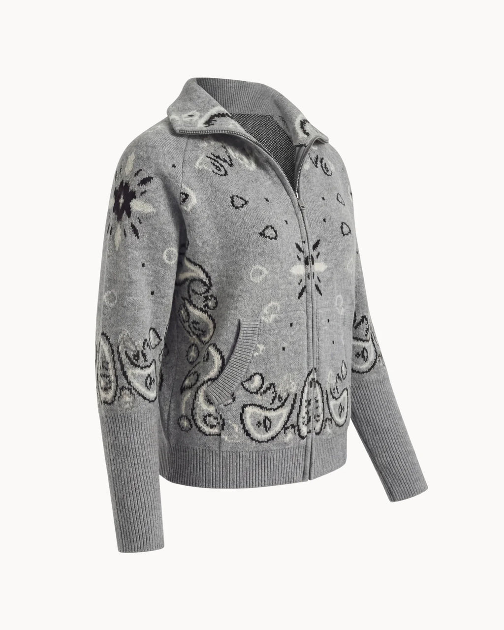Bandana Zip Cardigan Light Grey