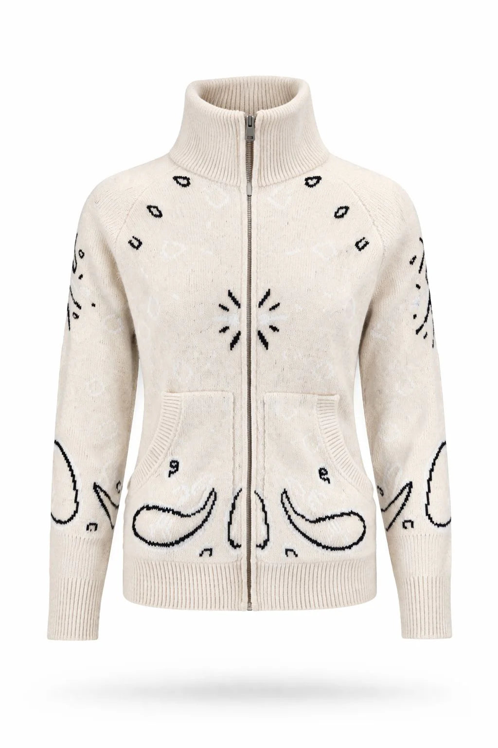 Bandana Zip Cardigan Cream