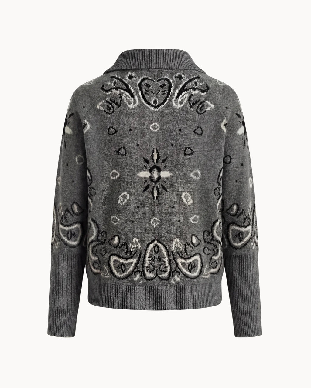 Bandana Zip Cardigan Charcoal Grey