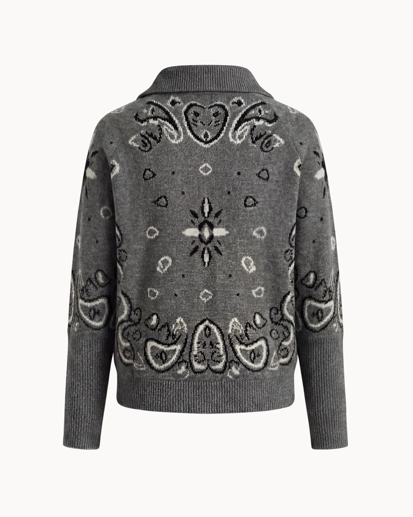 Bandana Zip Cardigan Charcoal Grey