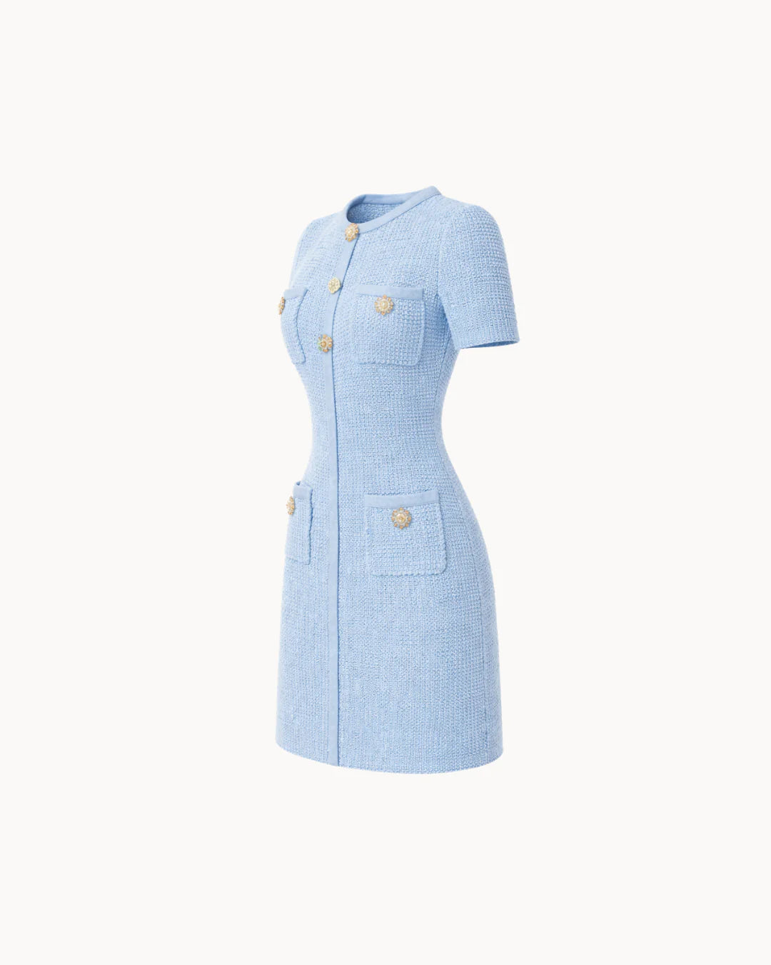 Aurelia Tweed Mini Dress – Sky