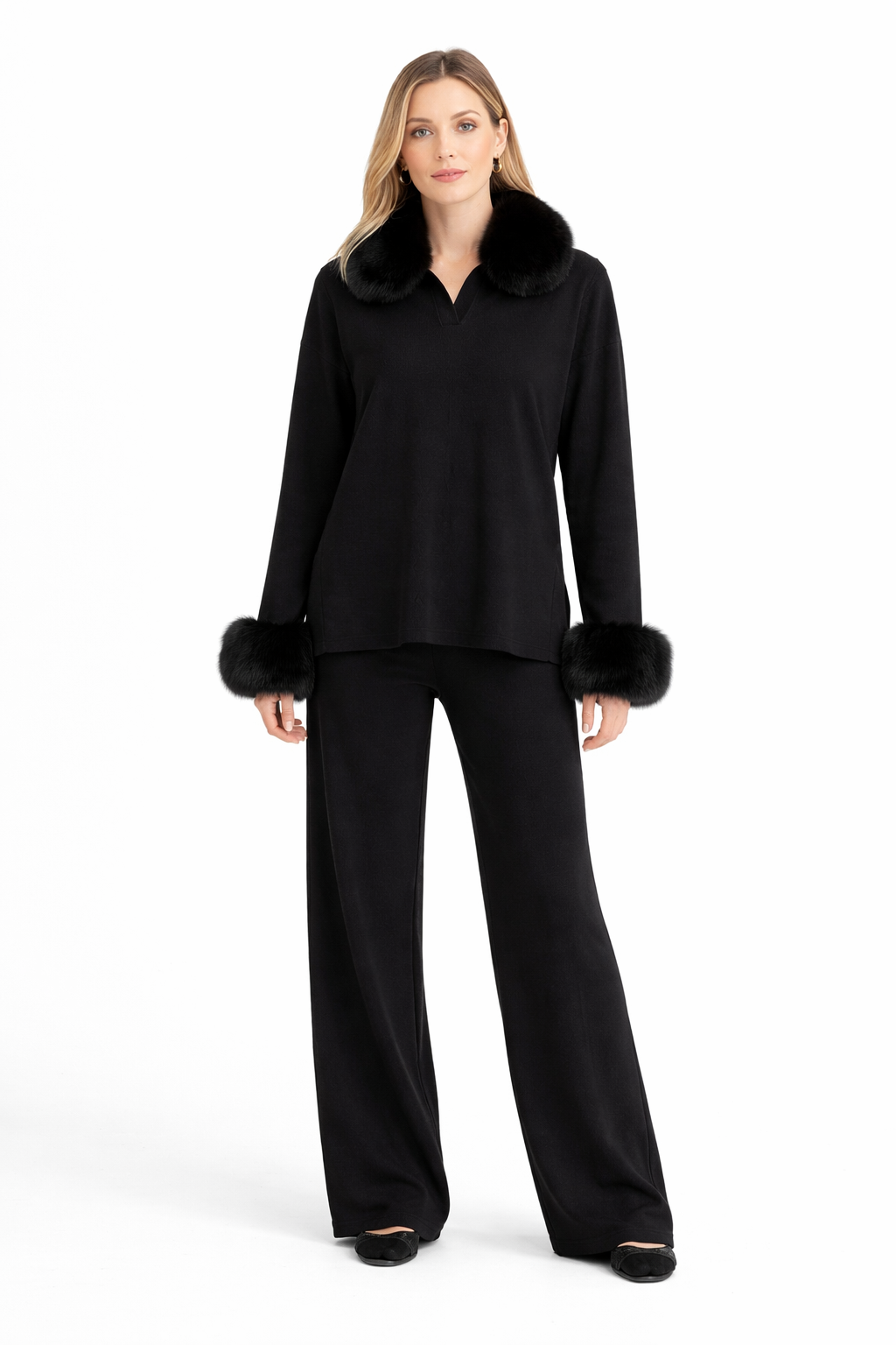 The Sienna Fur Coord Set - BLACK