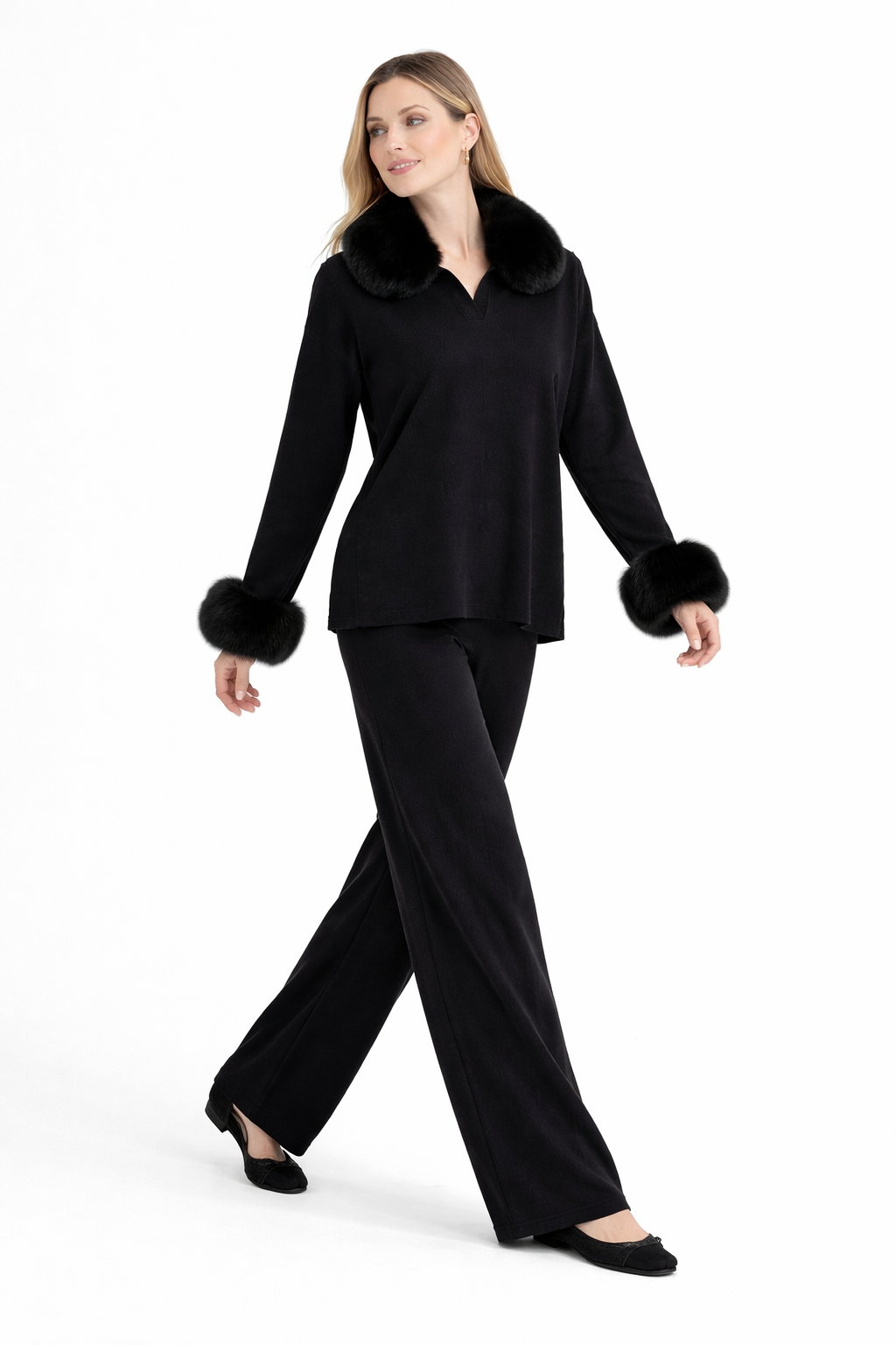 The Sienna Fur Coord Set - BLACK