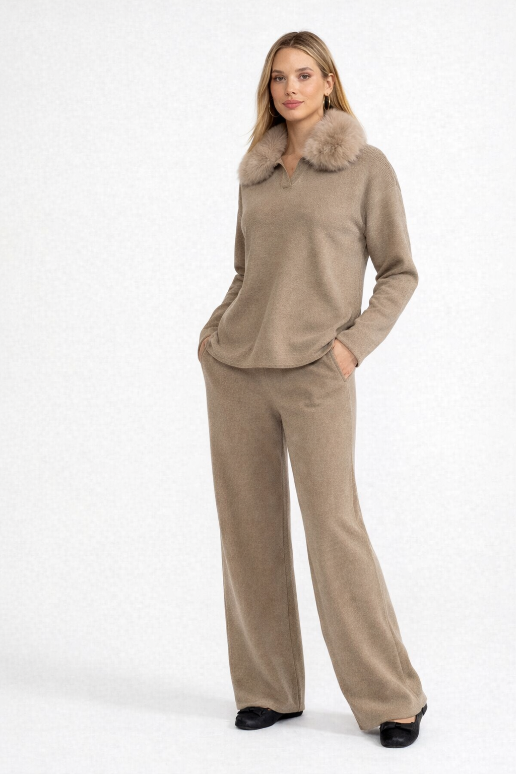 The Sienna Fur Coord Set - BEIGE