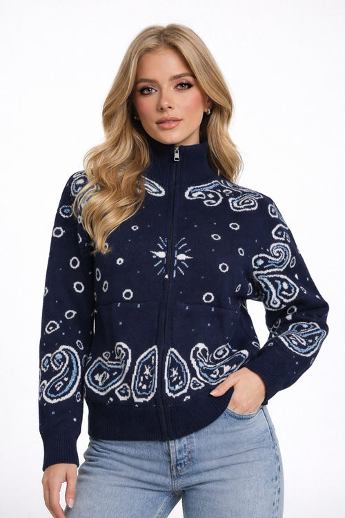 Bandana Zip Cardigan